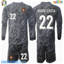 Camisa de time de futebol Portugal Diogo Costa #22 Goleiro Replicas 2º Equipamento Infantil Europeu 2024 Manga Comprida (+ Calças curtas)